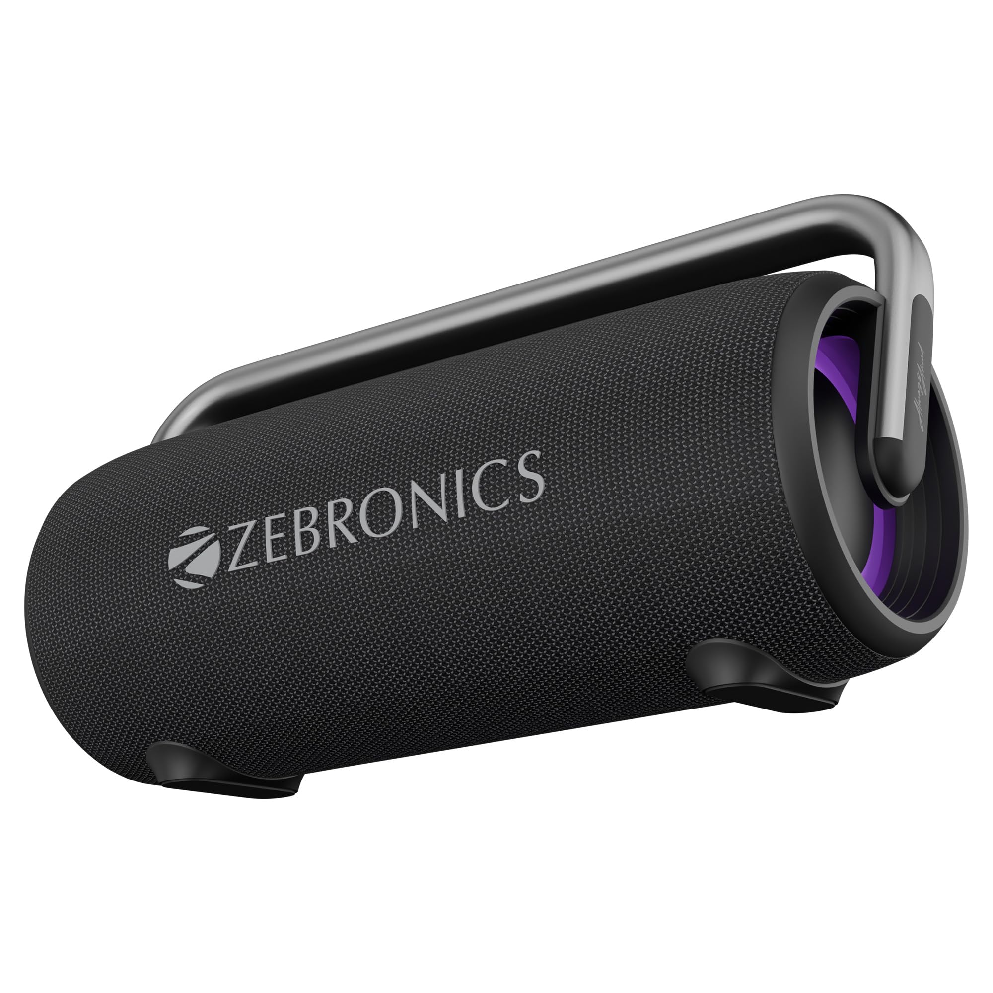 ZEBRONICS AXON 100 Portable Party Bluetooth Speaker, 90W RMS, Quad Drivers + Dual Passive Radiators, IPX5, Upto 6 Hours Playback, Rapid Charging, BT | USB | AUX | TWS, Fabric Finish, RGB, Deep Bass